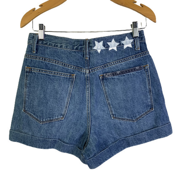 GAP‎ Blue Denim Super High Rise Stars & Bandana Jean Shorts - Picture 7 of 10